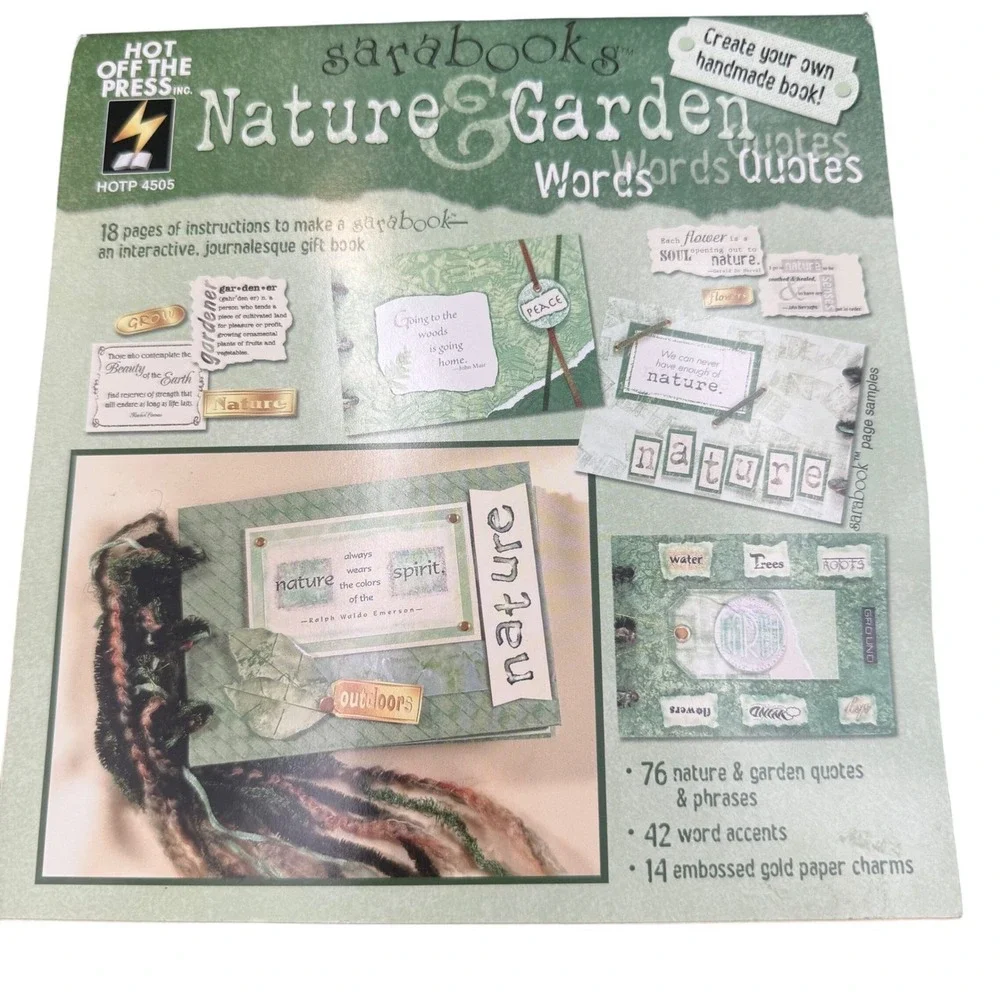 Hot Off The Press Sarabooks Nature Garden Words Quotes HOTP 4505 Scrapbook Kit
